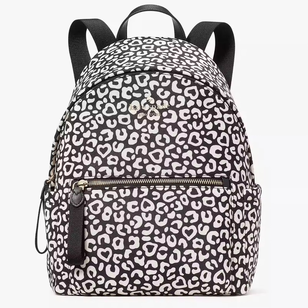 New Kate Spade Leopard Heart Medium Backpack​​